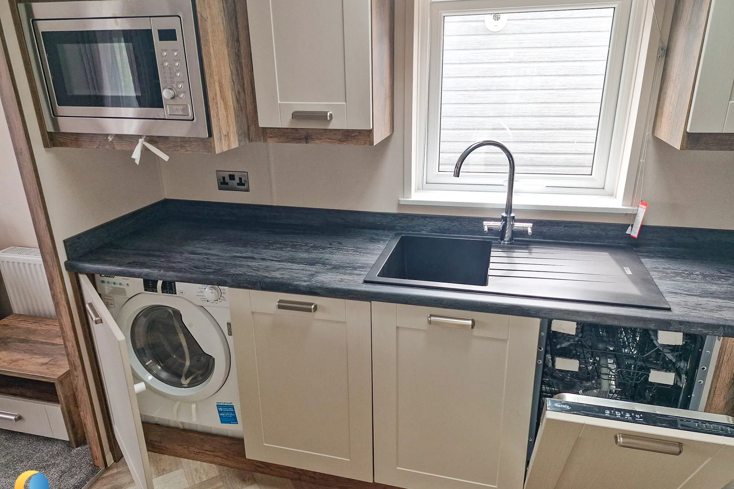 Coastfields 2025 Willerby Sheraton Elite fitted kitchen with washing machine and dishwasher