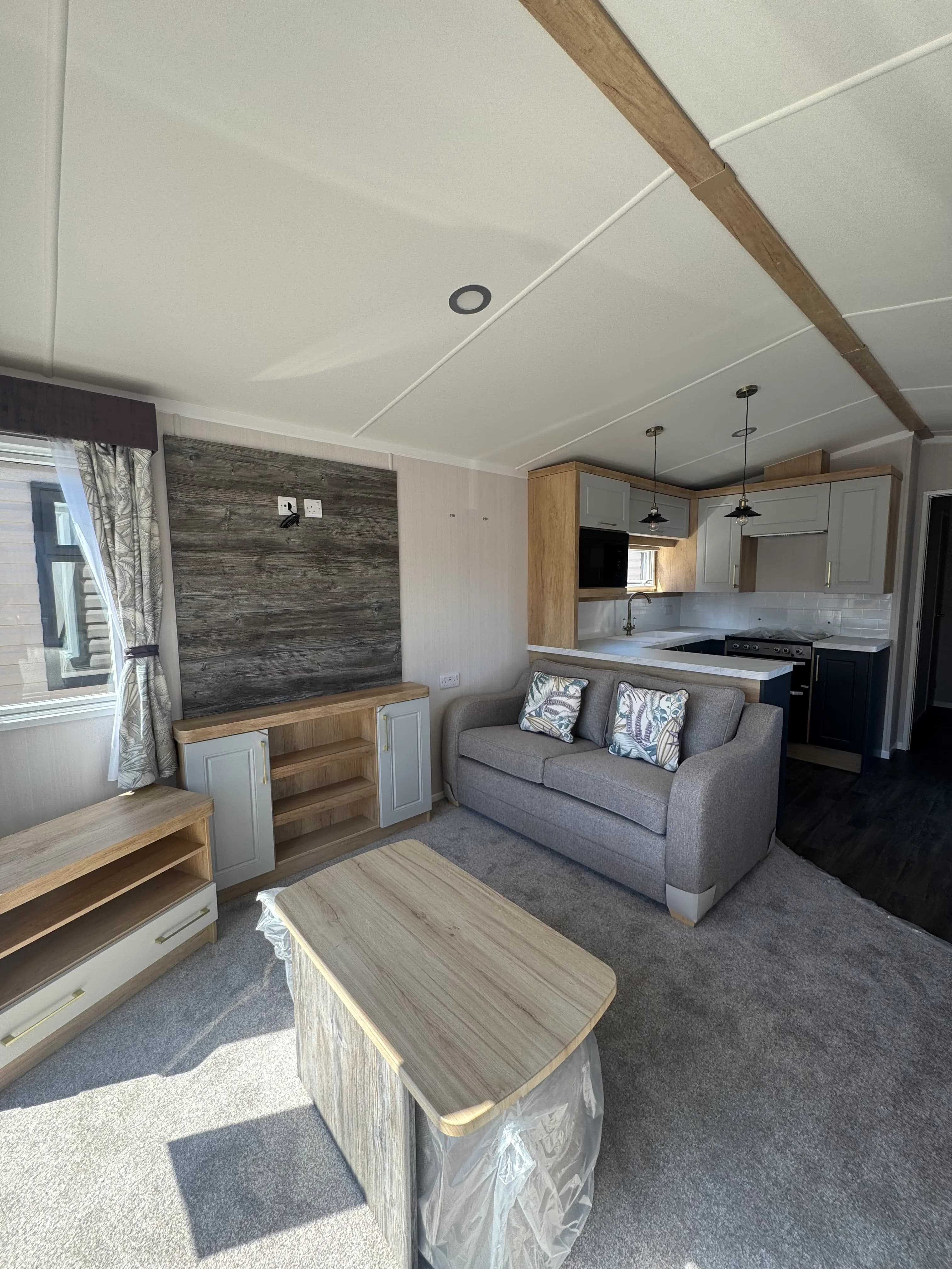 Bright open-plan lounge in the 2026 Swift Bordeaux holiday home