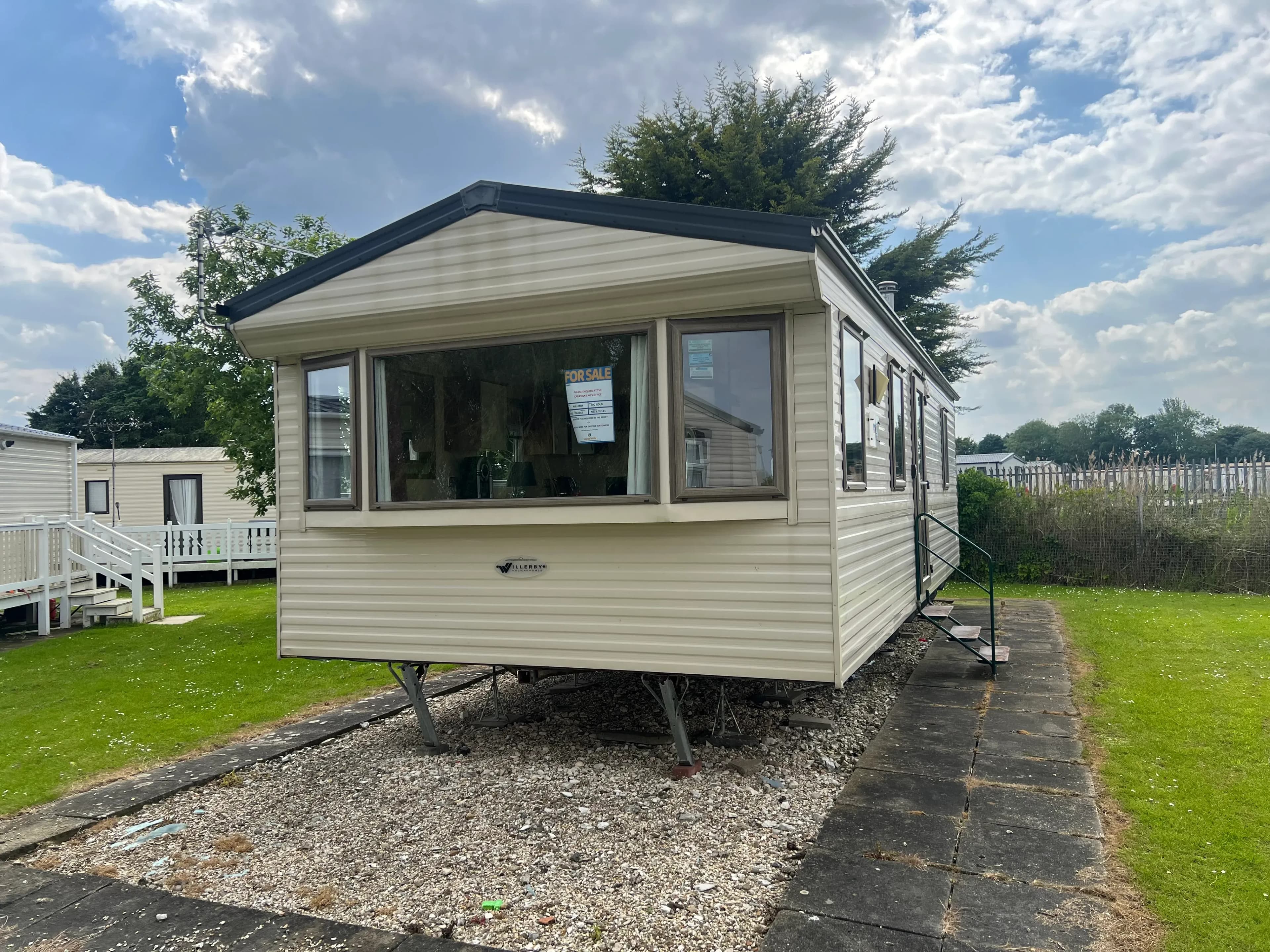 Front view of the 2012 Willerby Rio Gold holiday home at North Shore Holiday Park