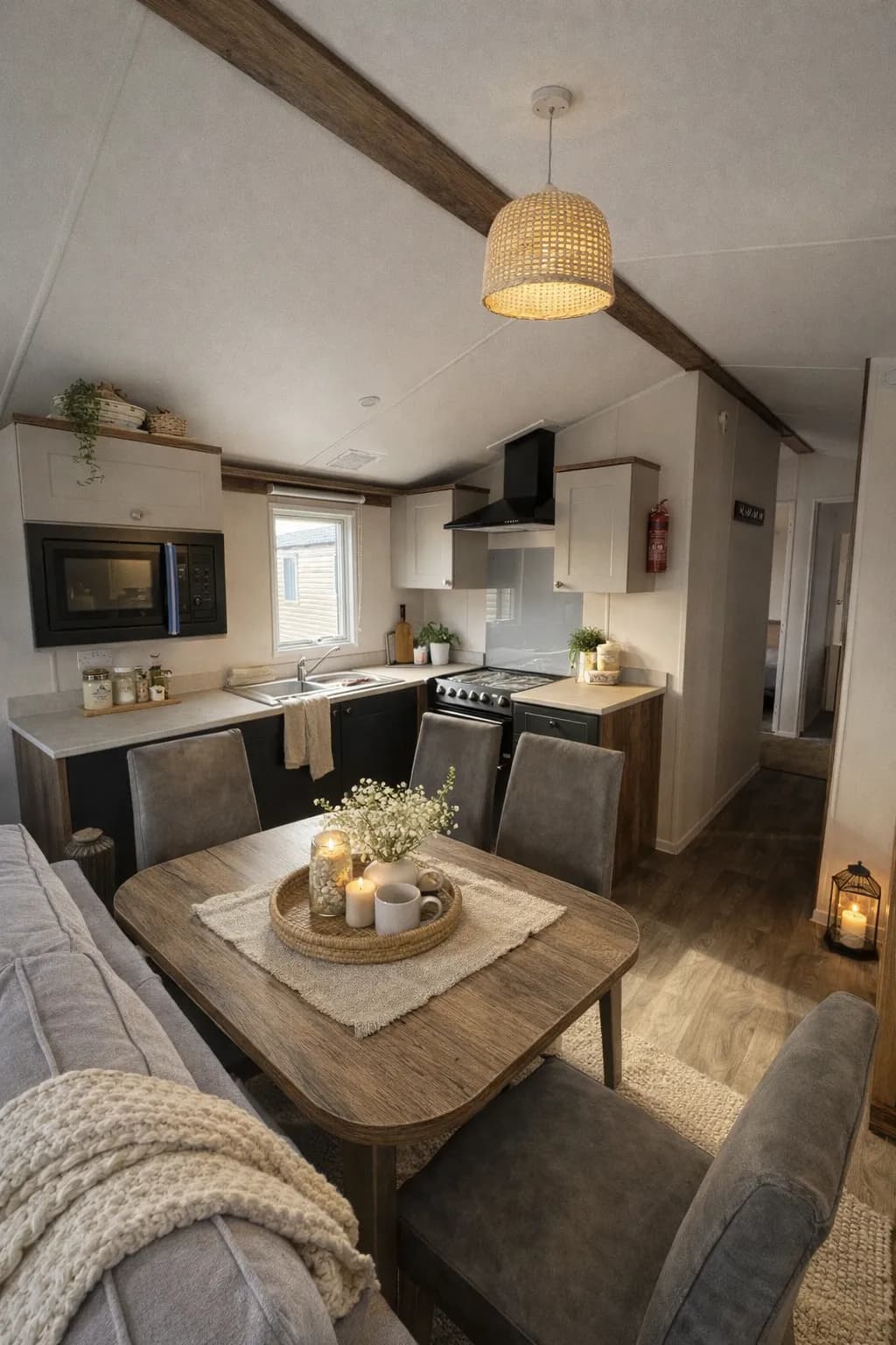Freestanding dining table and upholstered chairs in the 2026 Willerby Malton