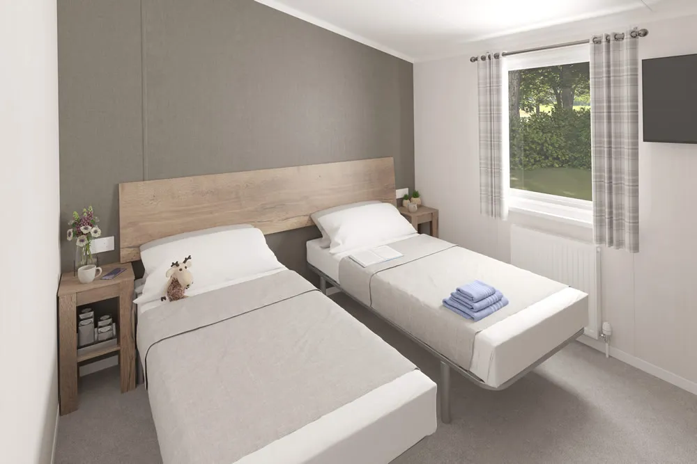 Flexible twin bedroom in the 2025 Swift Montreal Lodge