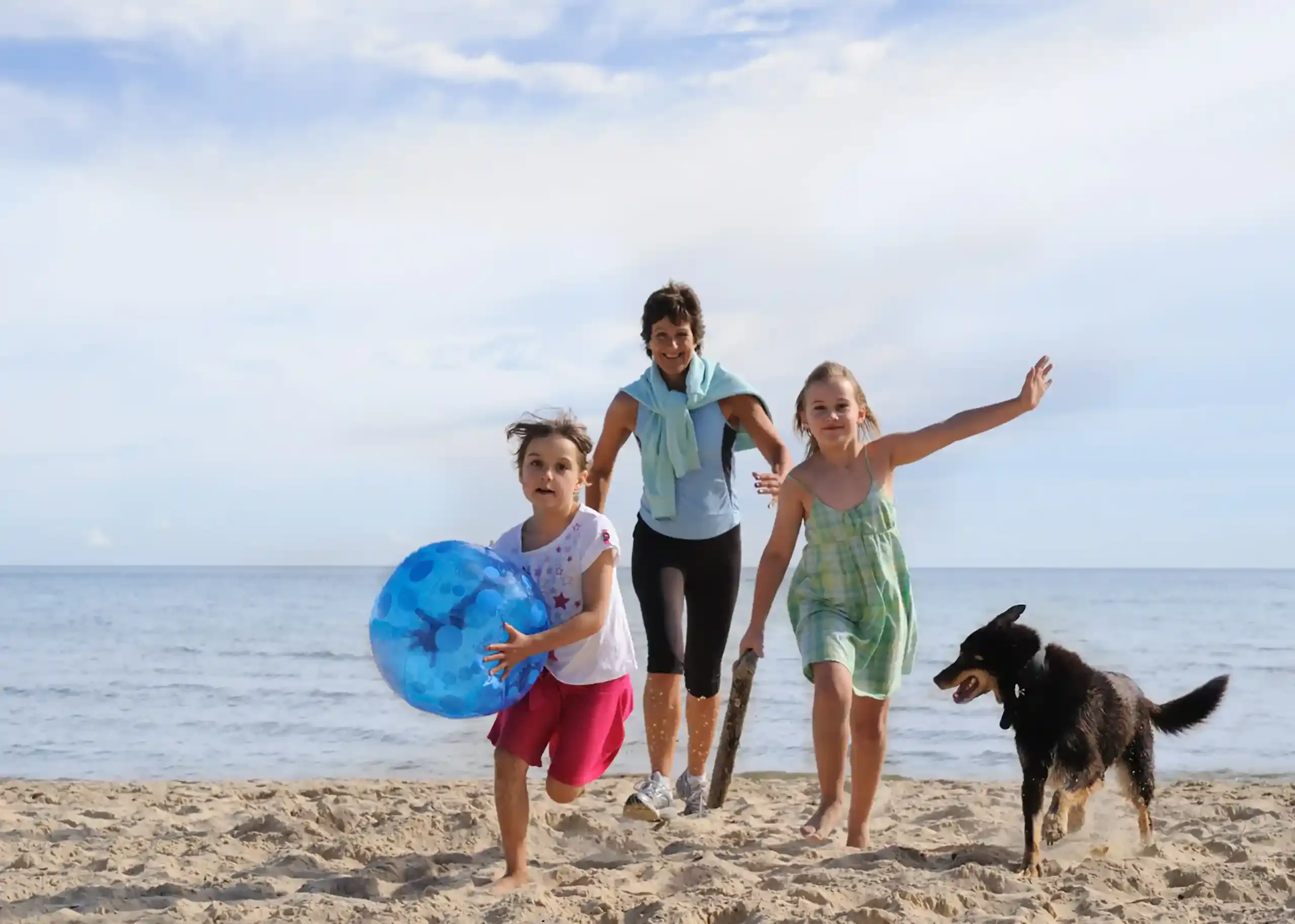 family on beach