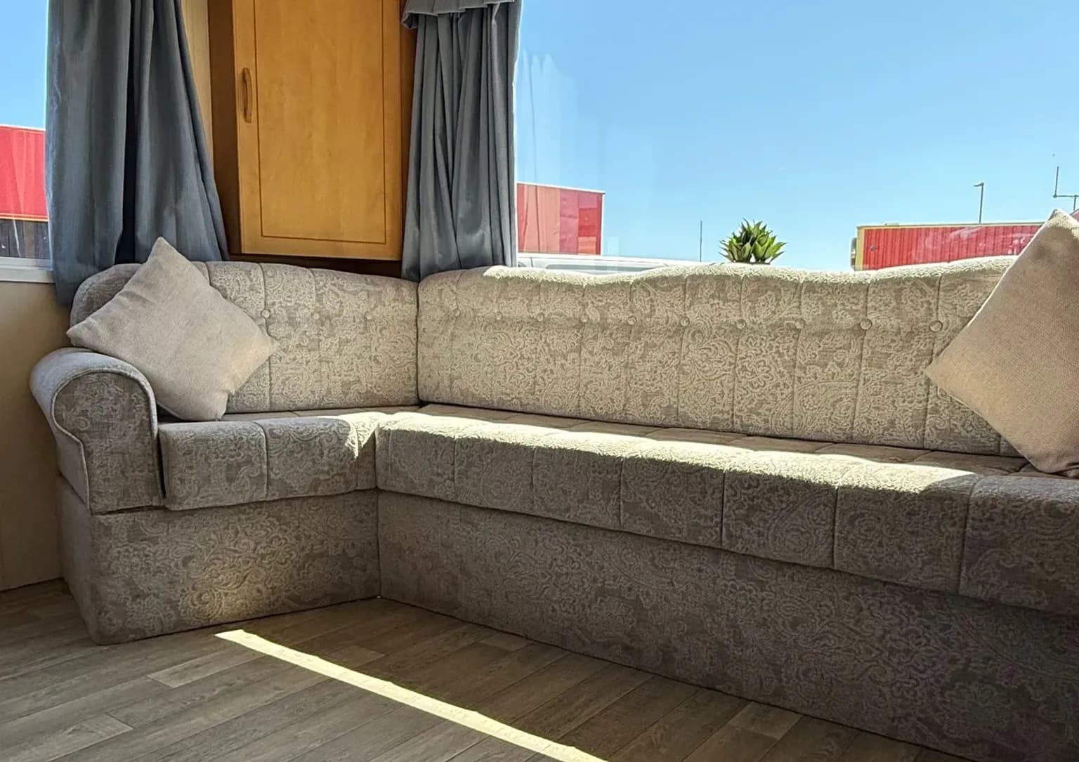 Comfortable lounge inside the 2004 Atlas Oasis static caravan