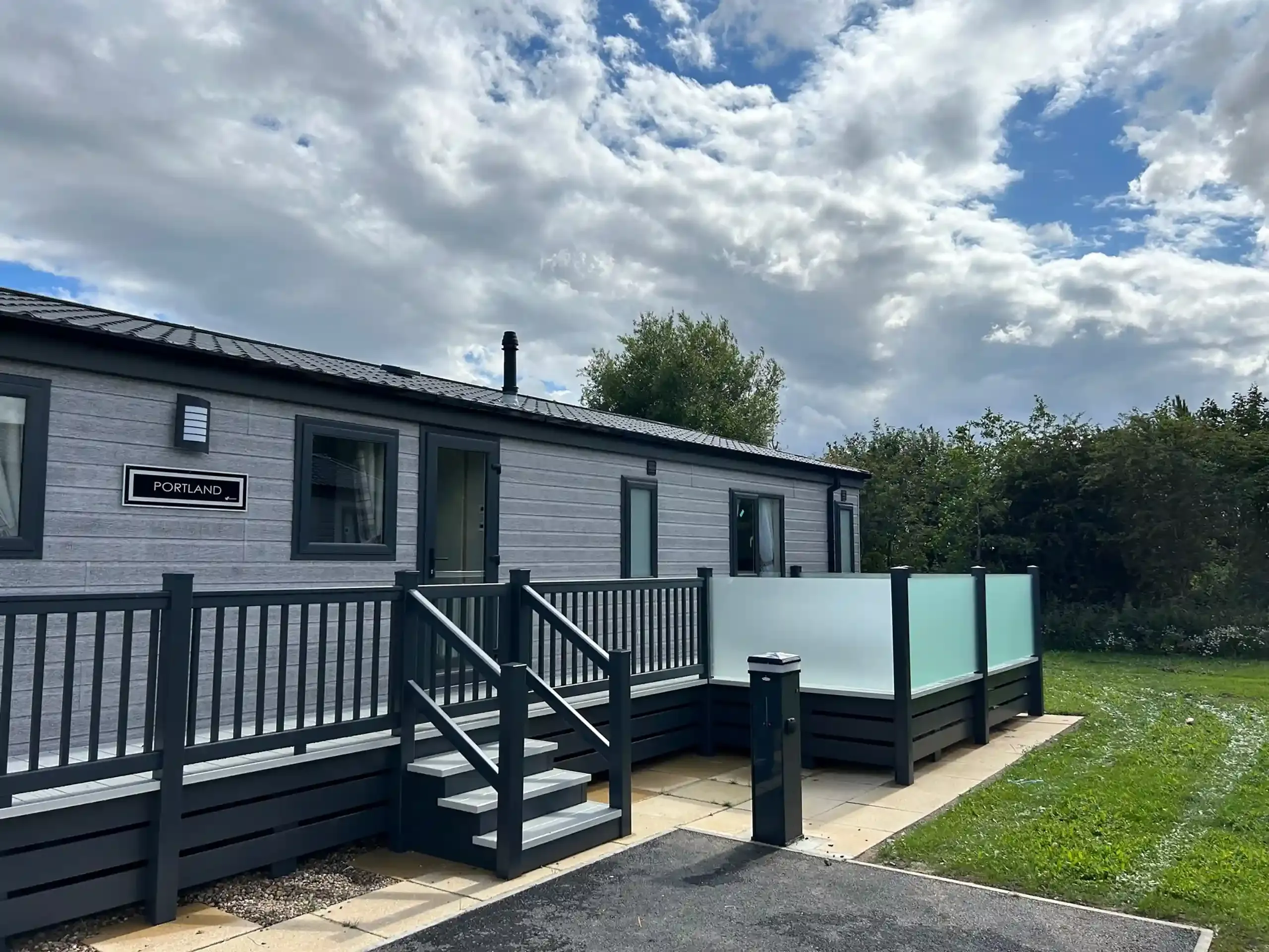 Large decking outside the 2023 Willerby Portland Lodge