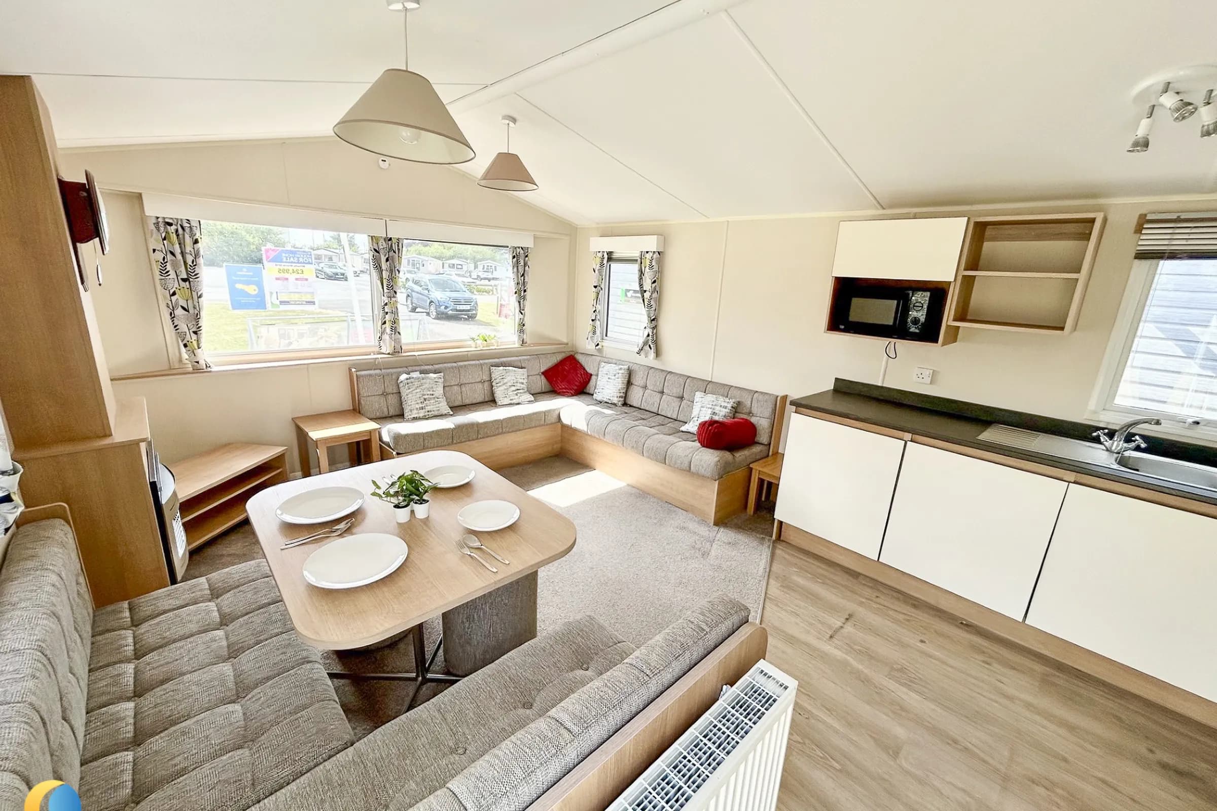 Coastfields 2018 Willerby Mistral open-plan lounge and dining area