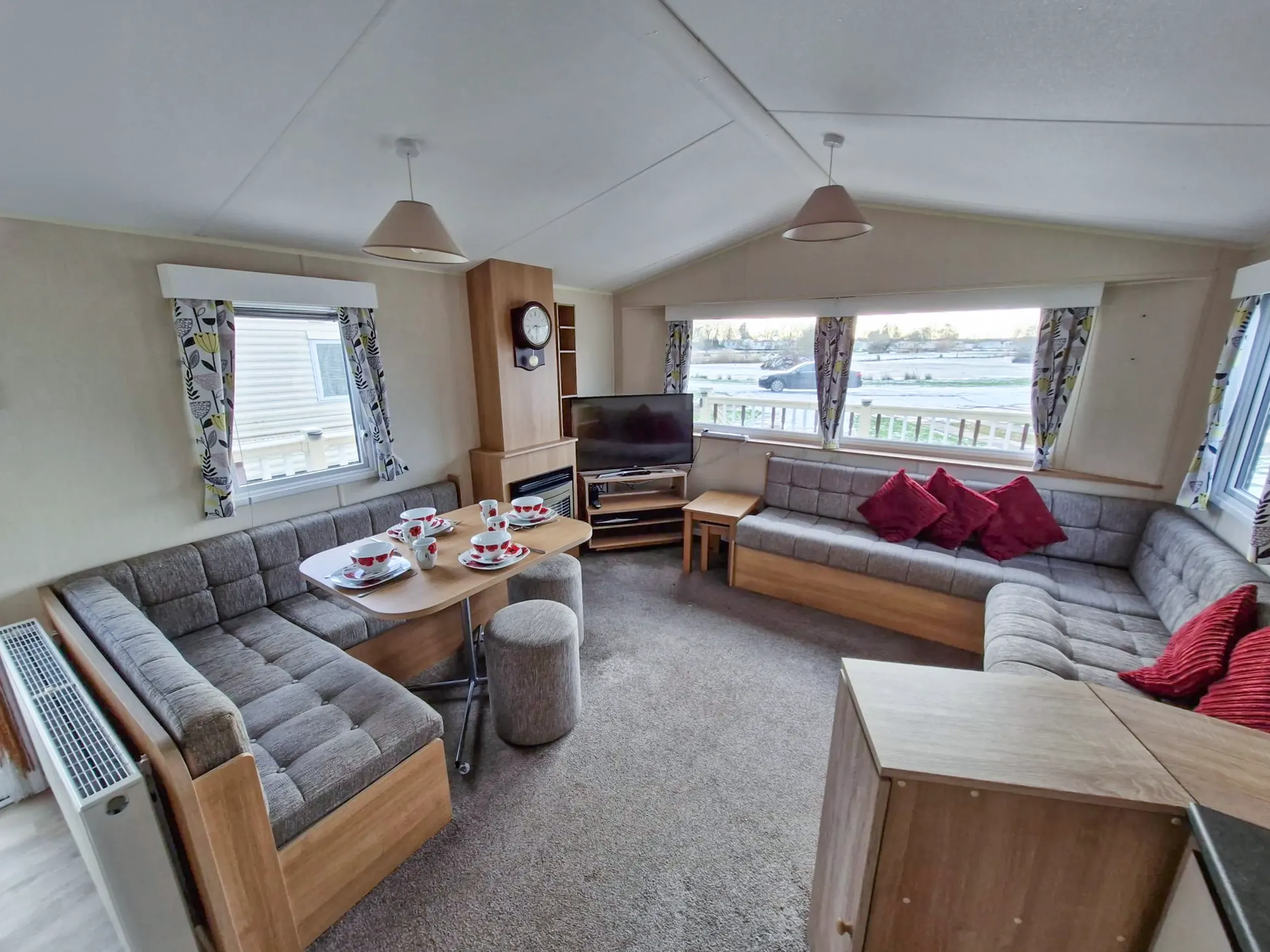 Kitchen and dining area inside the 2018 Willerby Mistral