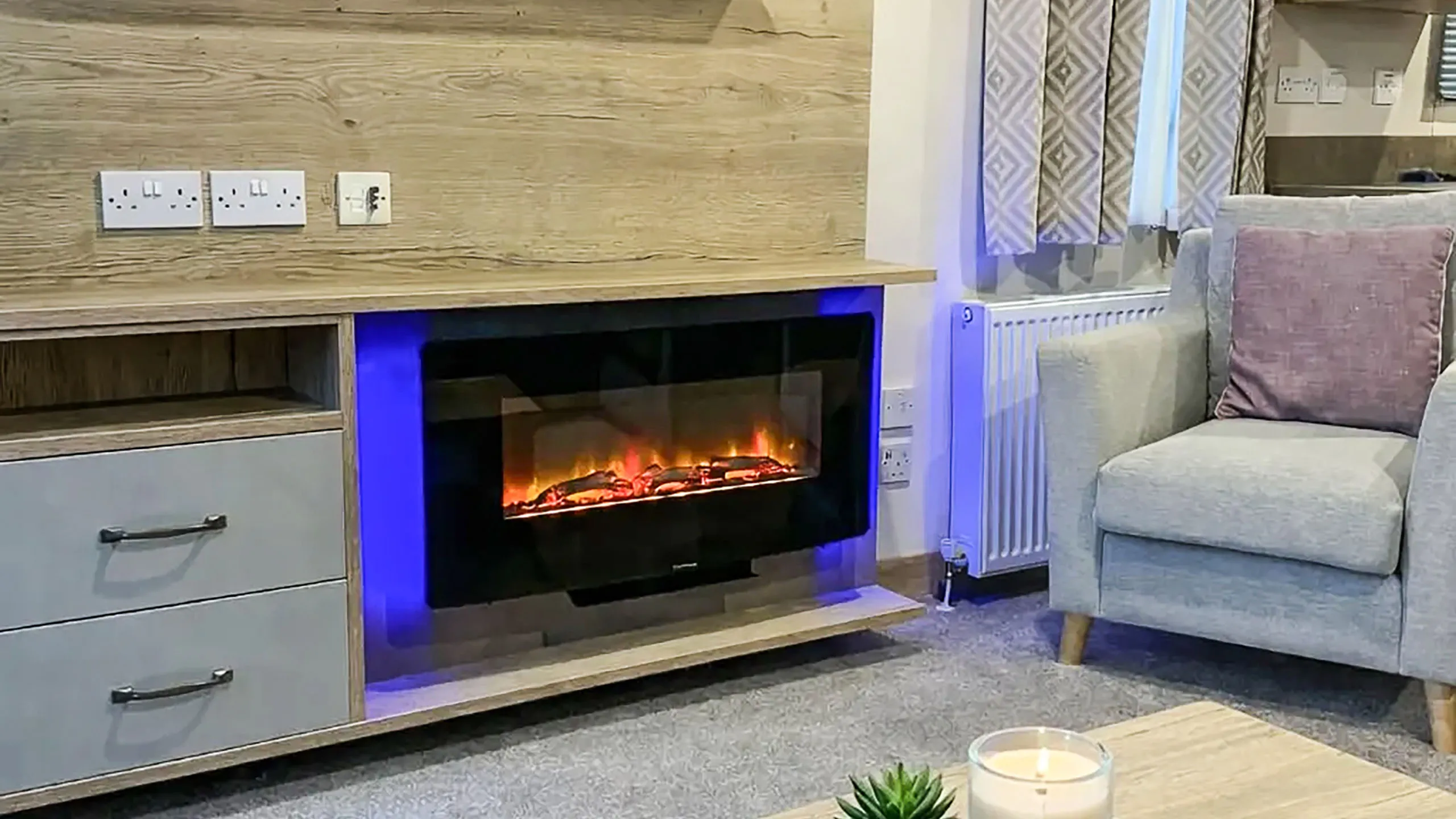 Coastfields 2019 ABI Blenheim Woodland Feature Fireplace at Coastfields Holiday Village