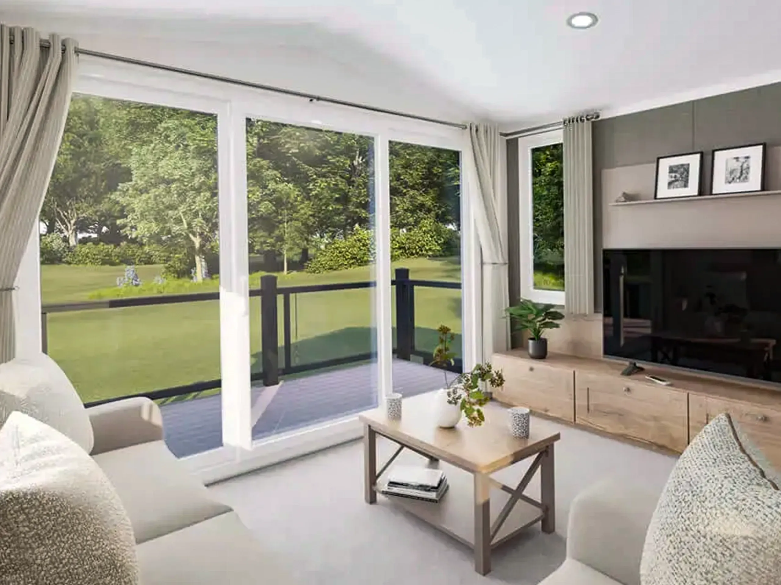 Open-plan lounge in the 2025 Swift Sienna holiday home