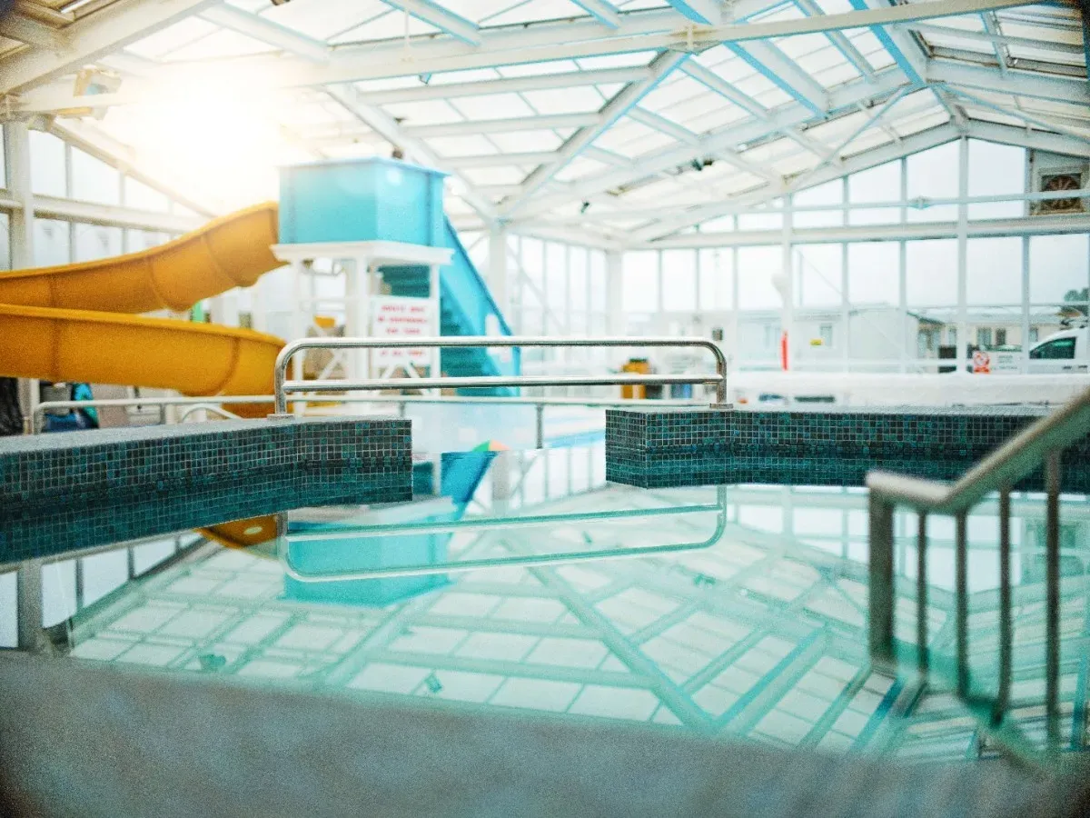 Coastfields indoor Pool Jacuzzi Area with view of the water slide