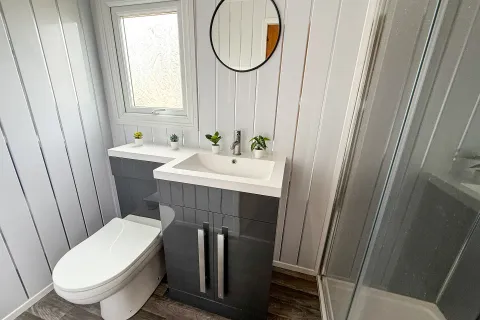 2002 Cosalt Torino Coastfields shower room with vanity storage