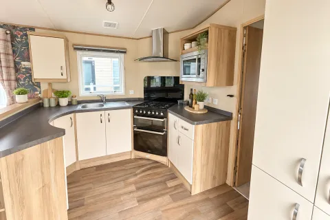 2016 ABI Sunset Coastfields fitted kitchen with oven, hob and microwave