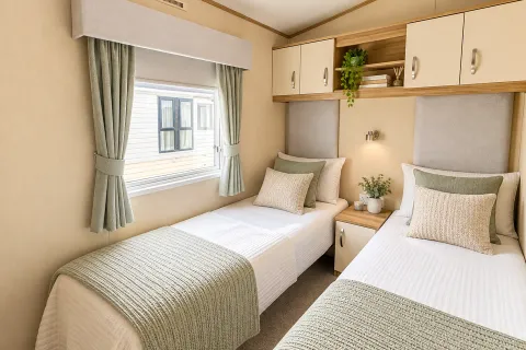 2016 ABI Sunset Coastfields second twin bedroom with fitted cupboards