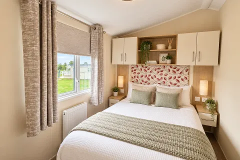 2016 Willerby Brockenhurst Coastfields main double bedroom with fitted overhead storage