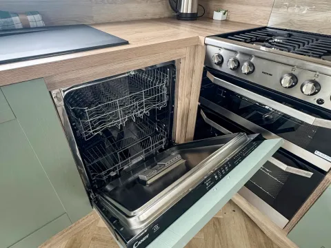 Modern kitchen with dishwasher in the 2023 ABI Ingleton holiday home