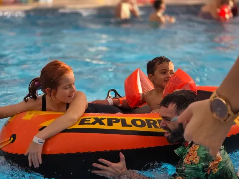 pool party at coastfields indoor swimming pool