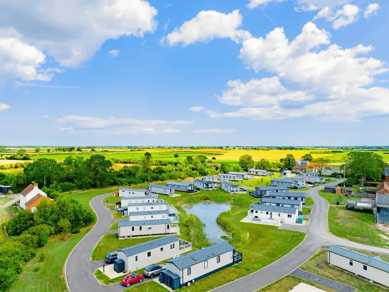 Helsey Farm Aerial Shot Pond Caravans