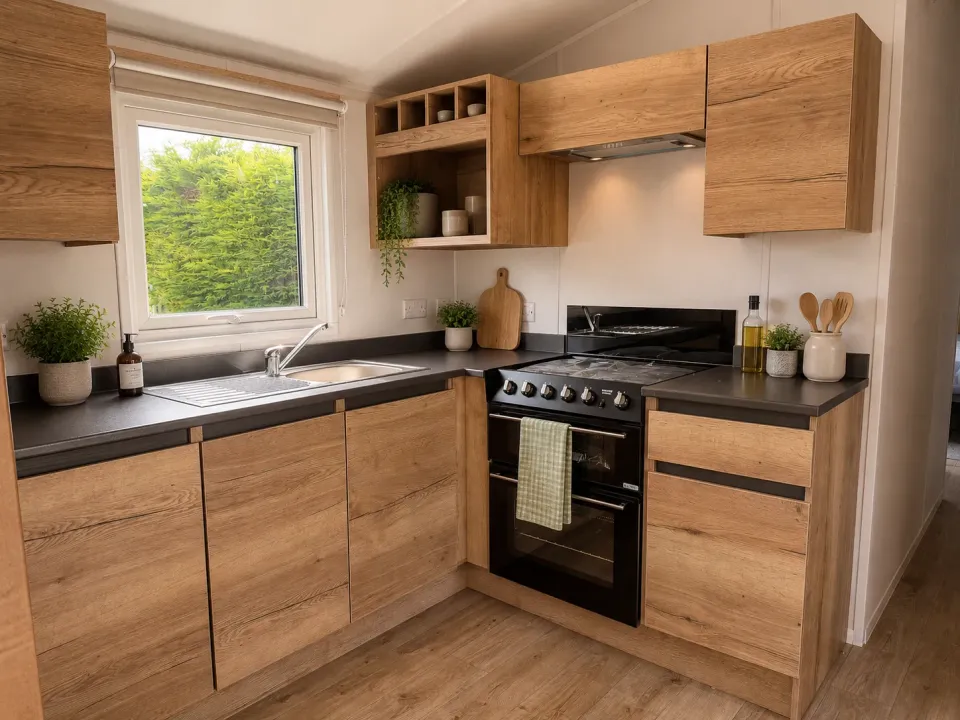 an example of how the kitchen could look dressed up